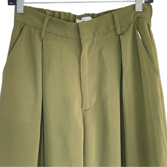 Tronjori Women's Small Green Wide Flare Leg Dress Pants High Waist Palazzo Pants - Picture 3 of 11